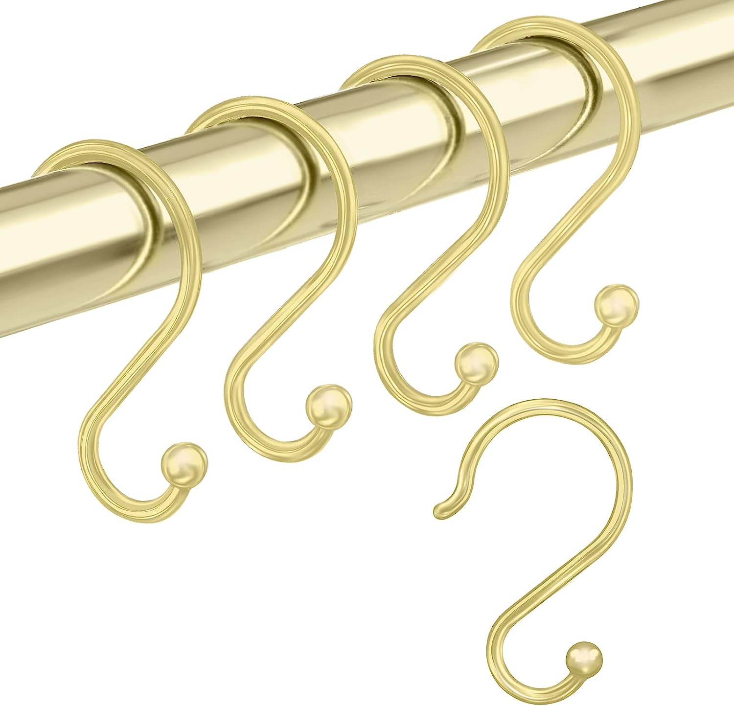 Gold Shower Curtain Hooks. S Shaped Rust Proof Shower Curtain Rings