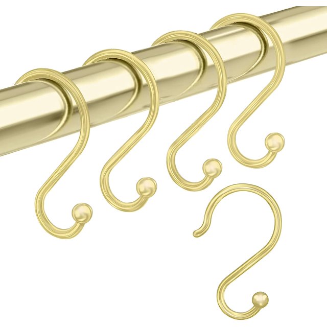 Gold Shower Curtain Hooks. S Shaped Rust Proof Shower Curtain Rings