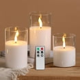thumbnail image 1 of Velas sin llama Eywamage de cristal transparente con mando a distancia, juego de 3, 1 of 7
