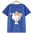 thumbnail image 2 of Hello Kitty, ropa de verano de manga corta de algodón para niñas, camiseta con estampado de dibujos animados, camisa inferior fina de media manga para niños, 2 of 4