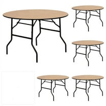 (5 PACK) 48" Round Wood Folding Banquet Table - Commercial Quality Banquet Table