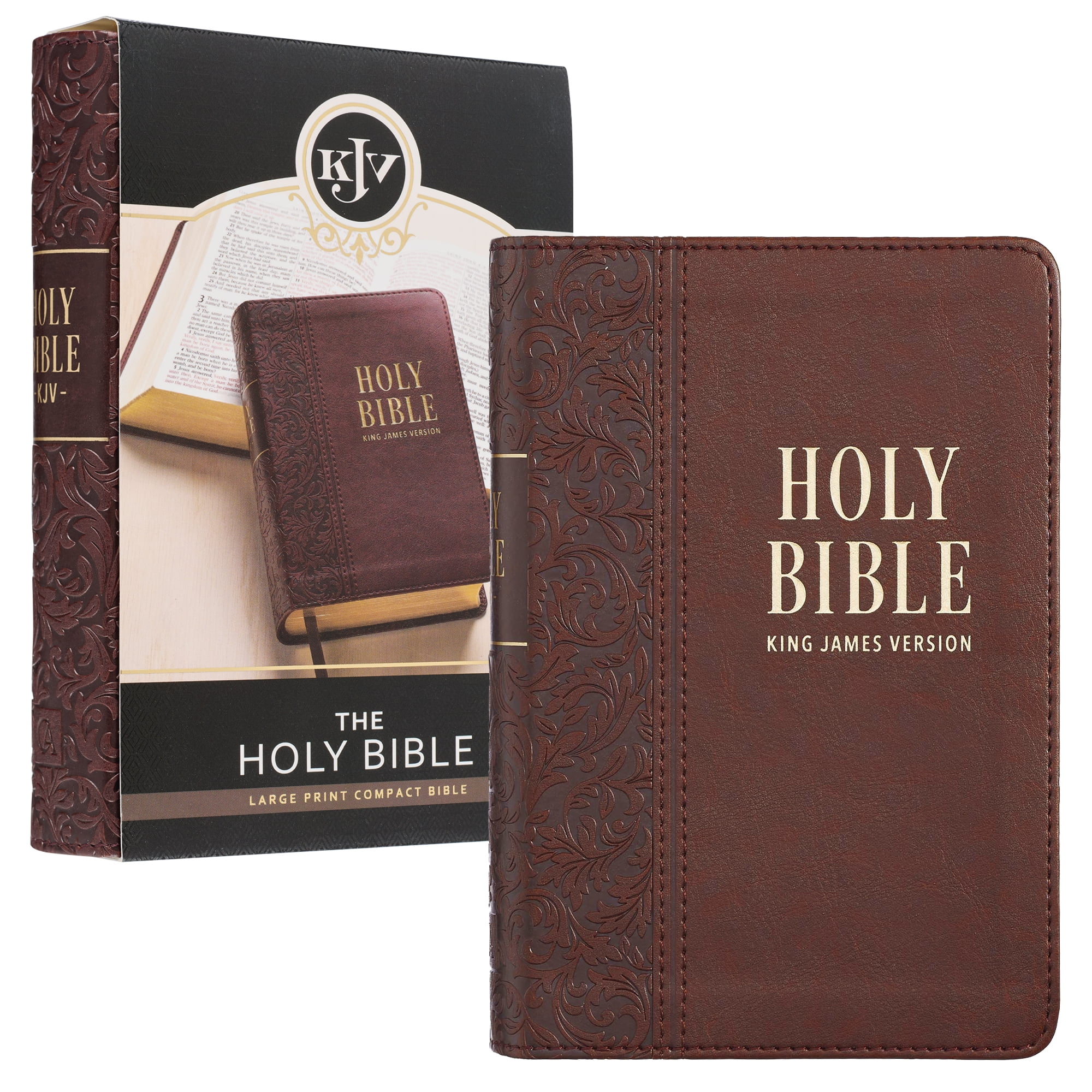KJV Holy Bible, Mini Pocket Size, Faux Leather w/Ribbon, King