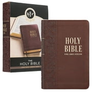 KJV Holy Bible, Compact Large Print Faux Leather Red Letter Edition - Ribbon Marker, King James Version, Medium Brown