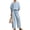Sky Blue, variant on UDAUDU Womens 2 Piece Linen Set Casual Collar Button Shirt And Drawstring Wide Leg Pants Outfit Beige L