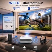 HAPPRUN Official Licensed Google TV Smart Projector, 4K Projector with WiFi & Bluetooth, Dolby Sound, Auto Focus & Keystone, Built-in Streaming Apps, 400 ANSI Movie Projector for Indoor & Outdoor