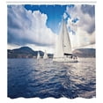 thumbnail image 3 of Ambesonne Nautical Shower Curtain, Sailing Boat on Sea, 69"Wx75"L, Blue and White, 3 of 3