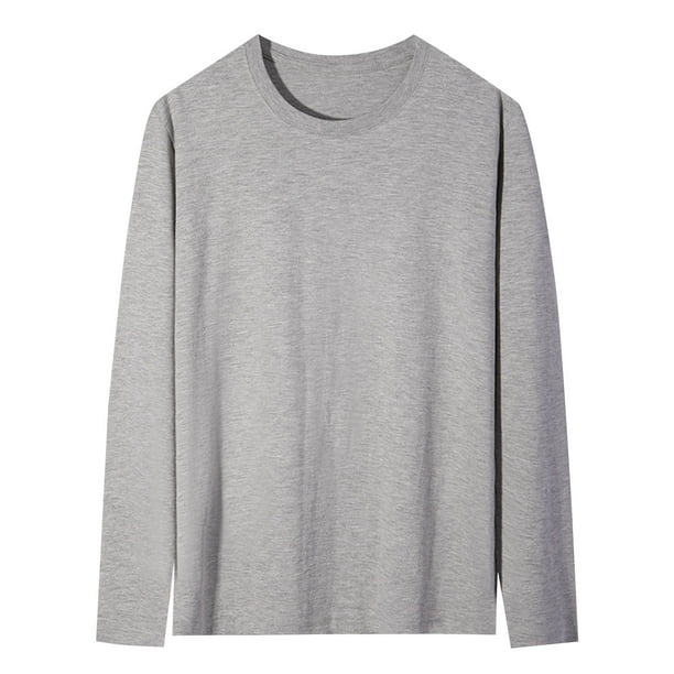 Ropa interior térmica para hombre, camisetas informales de manga larga con cuello redondo y bolsillos de color liso, blusas para hombre
