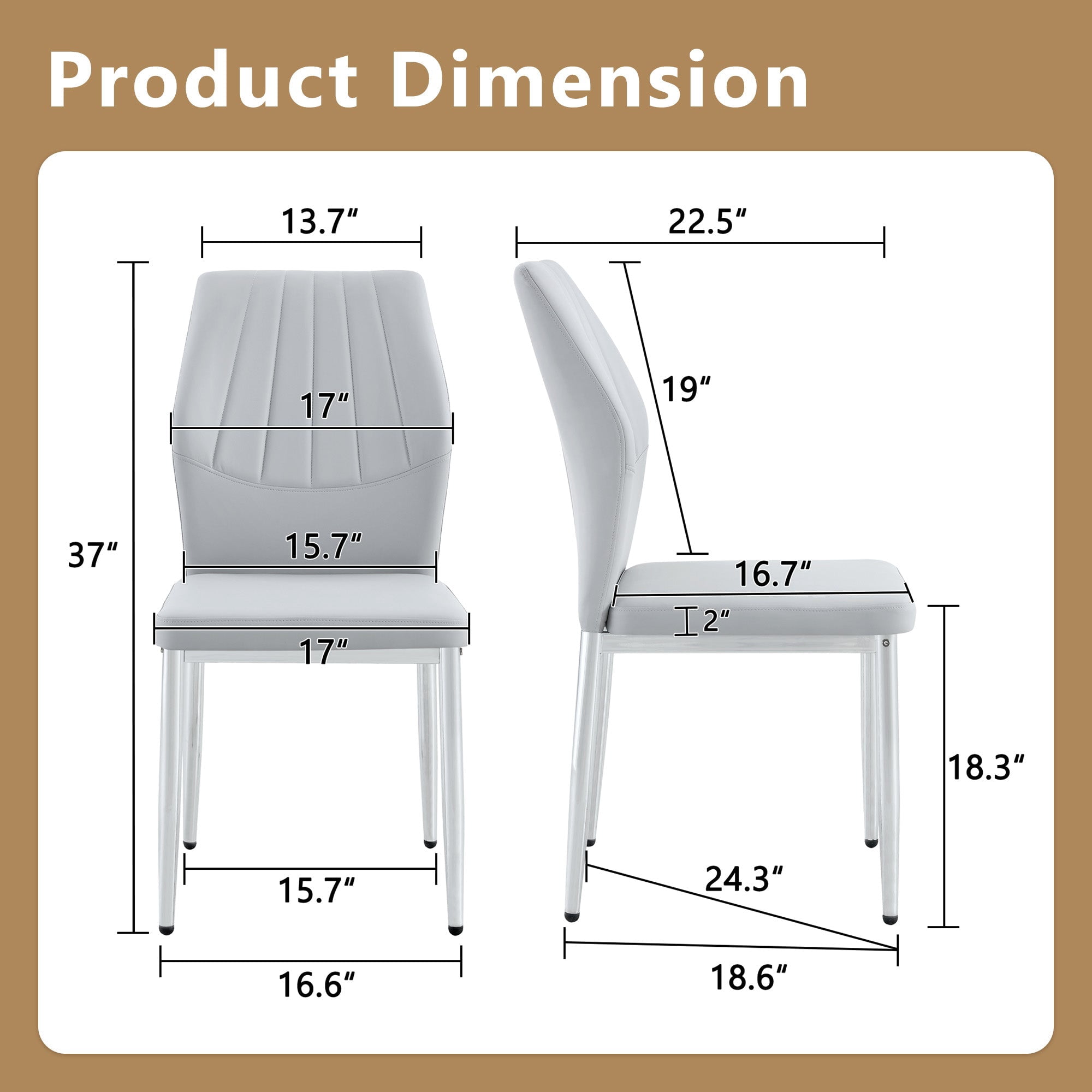 Sailvan Dining Chairs - 37 Inch Ergonomic PU Backrest