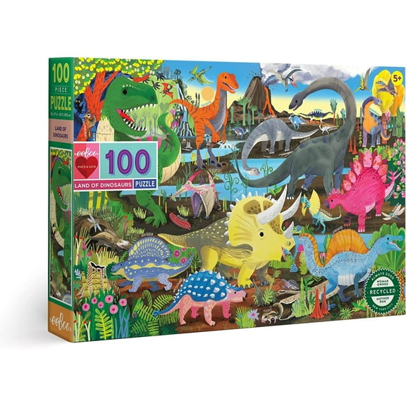 eeBoo Land of Dinosaurs 100 piece puzzle