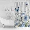 thumbnail image 4 of 72x78 Inch Shower Curtain Blue Spring Floral Bathroom Decor Waterproof Fabric Bathtub Bath Curtains Decorative Summer Elegant Butterfly Botanical Extra Long Shower Curtain Set with Hooks, 4 of 6