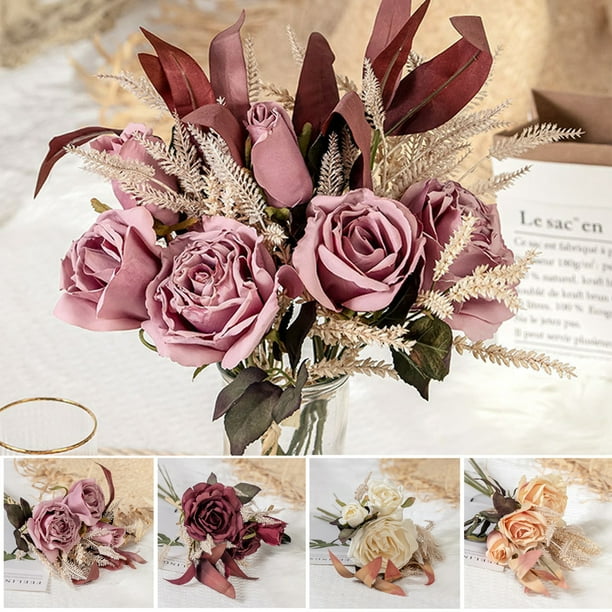 Cheers Us Artificial Flowers 2 Bundle Faux Flowers Fake Rose Flower Bouquet Perfect For Diy Wedding Bouquets Party Home Flower Decorations Walmart Com Walmart Com
