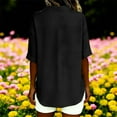 thumbnail image 3 of V-Neck Linen Shirt for Women Collared Elbow-Length Tees Shirts Travel Casual Loose Pullover Classic T-Shirt, 3 of 7