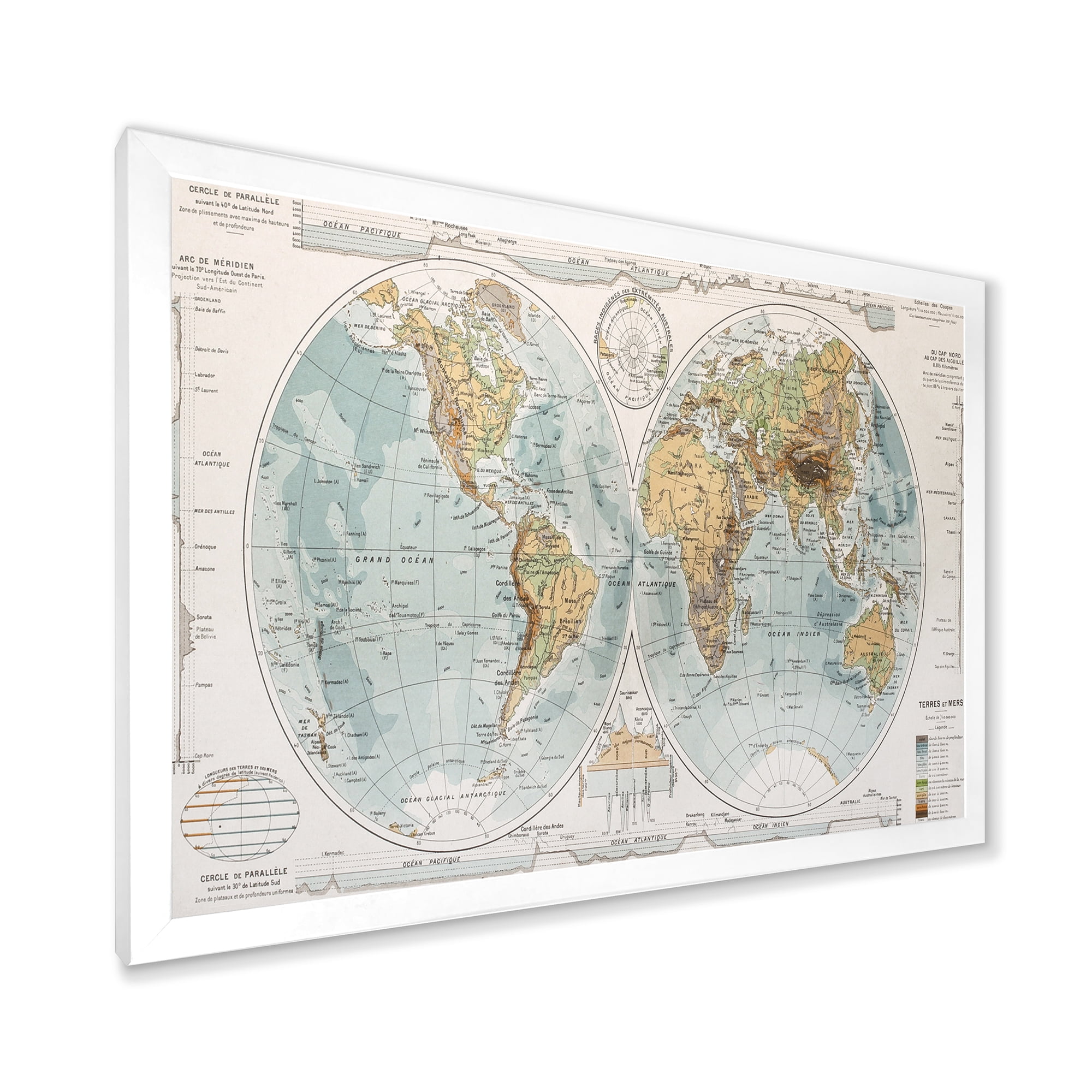 Designart 'Ancient World Map II' Rustic Framed Art Print