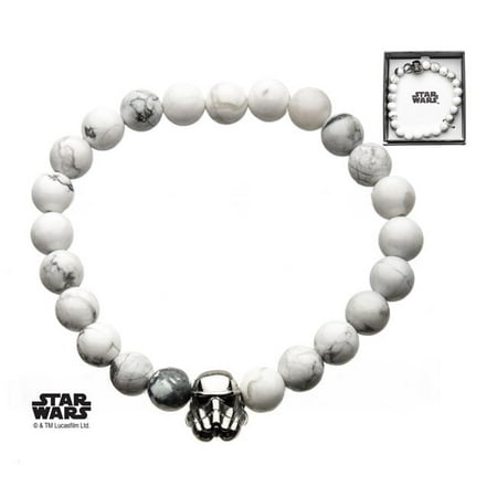 Stainless Steel Stormtrooper Charm Bracelet With White Howlite Beads