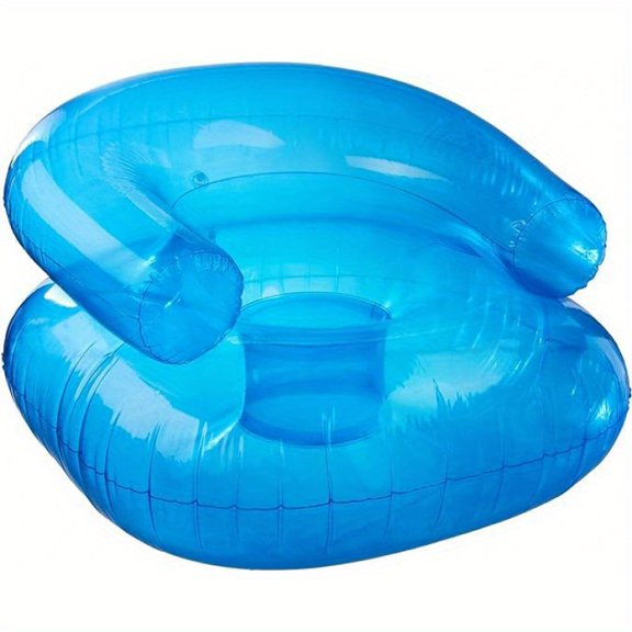 1pc Inflatable Sofa PVC Portable Outdoor Furniture for Camping, Poolside & Backyard - Lightweight Durable Summer Beach Chair with Ergonomic Design, Pink & Blue, Picnic Accessory, Compact Design