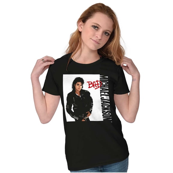 Michael Jackson Bad Album Cover Womens Slim Fit Graphic Tee Brisco Brands S