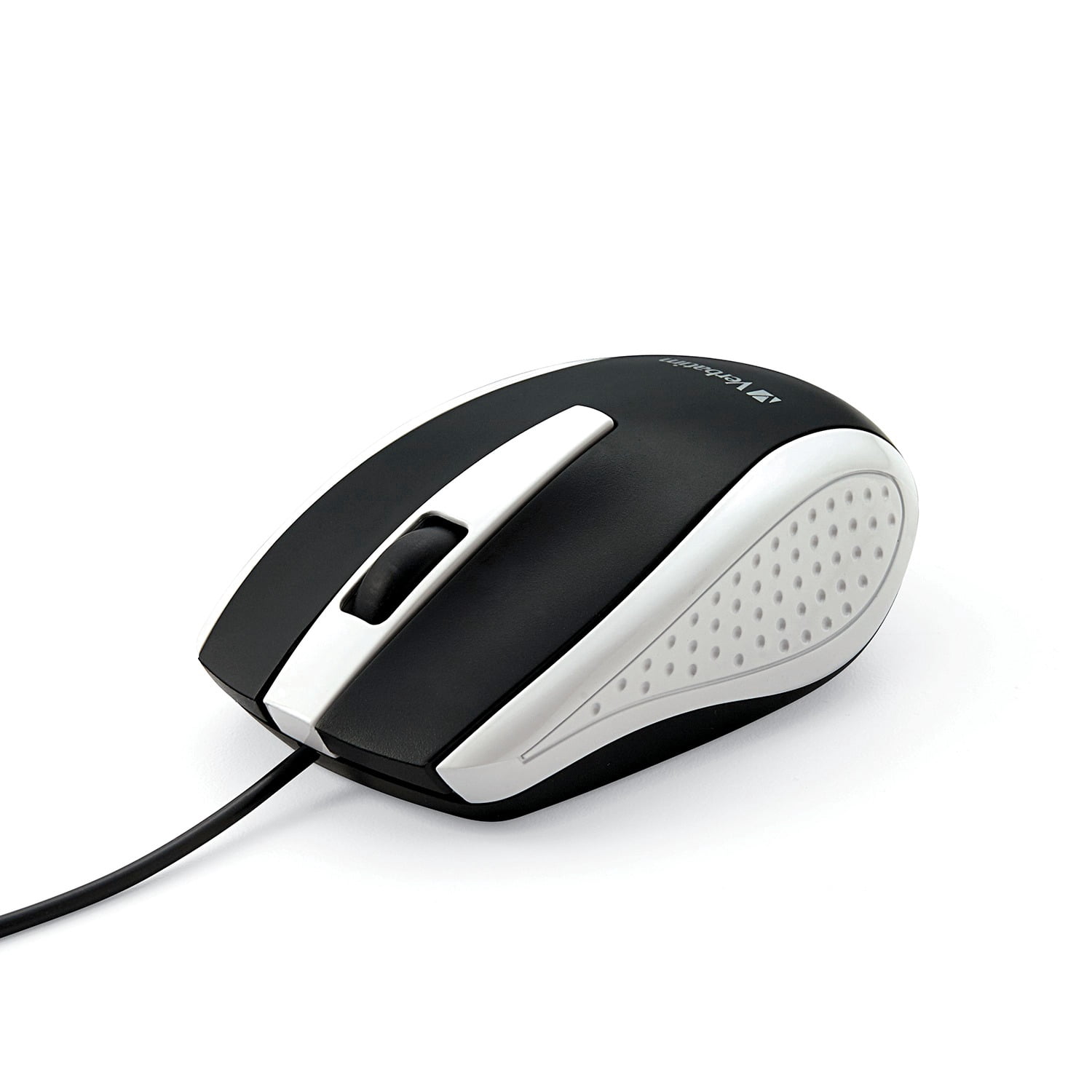 Verbatim Corded Optical Computer Mouse, Ergonomic, 3 Buttons, USB (White)