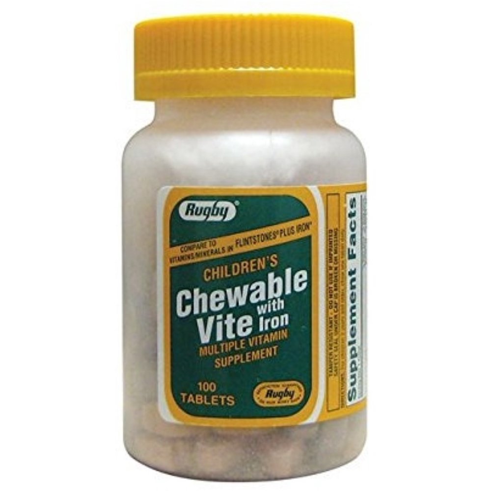 Rugby Chewable Vite With Iron Supplement, 100 Each