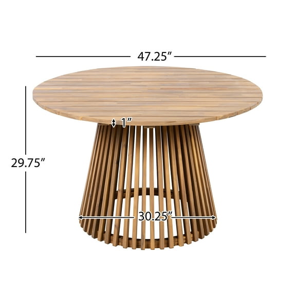 Outdoor Tables Outdoor Acacia Wood Patio Dining Table, 47.25-inch extra-large round dining table,for Backyard, Lawn, Balcony,Light Teak,Patio Tables