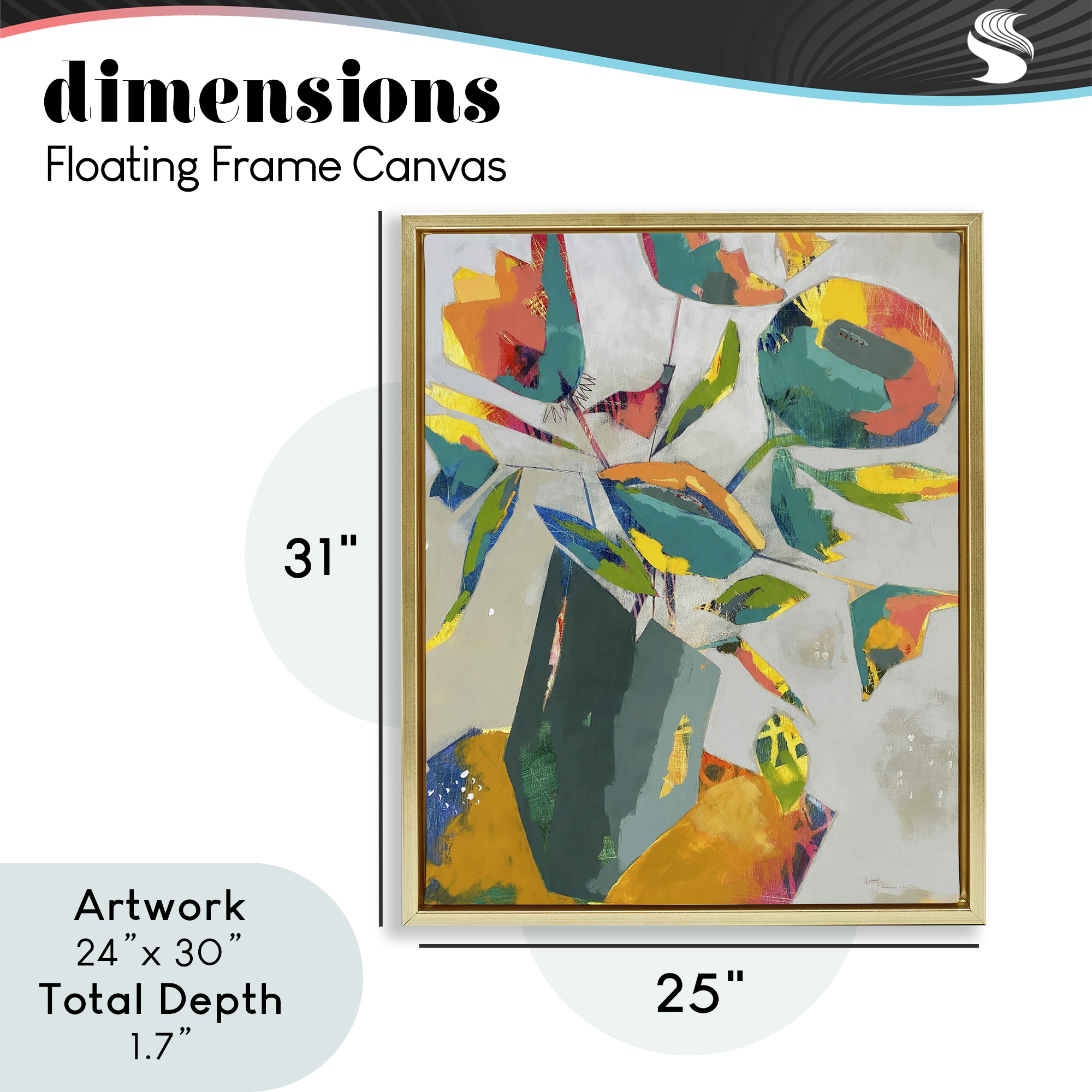 Mischief & Merrymaking Abstraction Gold Framed Floater Canvas Wall Art, design by Dianna Fritzler