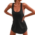 thumbnail image 1 of B91xZ Printemps Robes pour les Femmes Col Rond Décontracté Plissée Swing Maxi Robes avec Poches, Noir M, 1 of 5