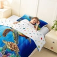thumbnail image 3 of jejeloiu Watercolor Sea Turtle Twin Comforter Sets,Ocean Coral Pattern Bedding Set For Boys,Multicolor Blue,Polkadot Reversible,2 Pieces,1 Comforter and 1 Pillowcase, 3 of 7