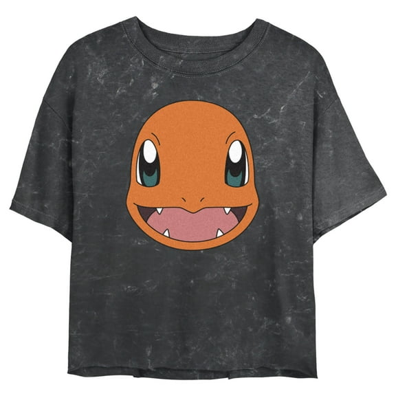 Junior's Pokemon Charmander Smile Crop Graphic Tee Black 2X Large