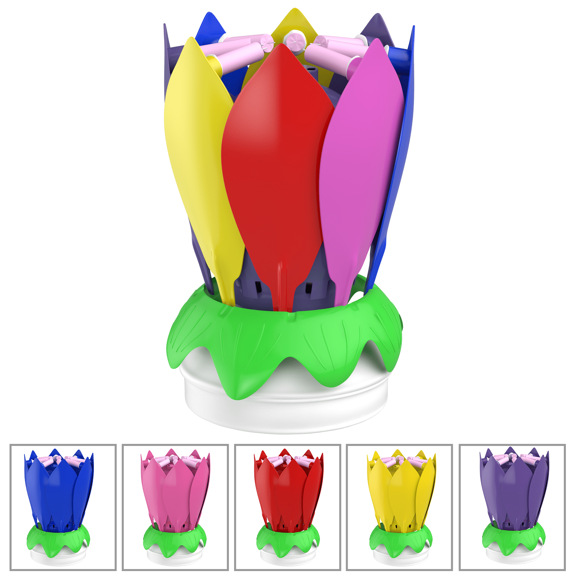 Rotating Musical Flower Birthday Candle, Multiple Colors