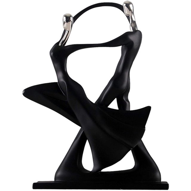 Escultura de pareja decoración decoración de resina muñeca de baile de oficina estatua de baile de pareja abstracta con base rectangular adecuada para decoración del hogar y la oficina negro Sailing Electrónica