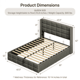 thumbnail image 5 of Queen Lift Up Storage Bed w/ Hydraulic, Upholstered Wingback Headboard Bed Frame, Wood Slats, Steel Frame, No Box Spring, Underbed Storage, Anti-Slip, Noise-Free, Sturdy & Space-Saving, Gray, 5 of 10