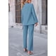 thumbnail image 2 of Traje PRETTYGARDEN Blazer Oversized Azul Medio Pantalones de Pierna Ancha, 2 of 8