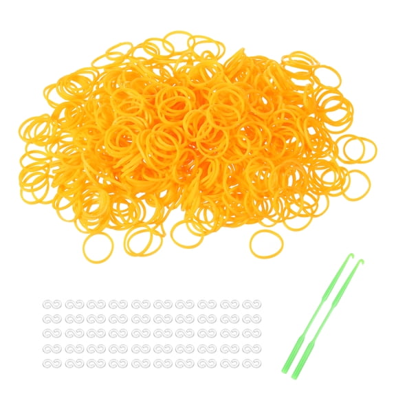 Uxcell 1200 Pcs Loom Rubber Bands Kit with 50 Pcs S-Clips 2-Hooks Rubber Bands Refill Bracelet Making Kits for Weaving DIY Handcrafts Gift, Fluorescent Orange