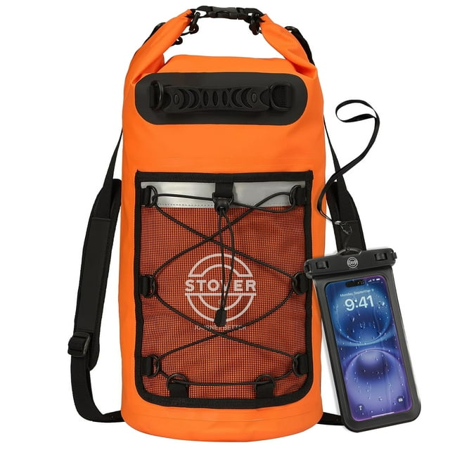 Mochila STOVER, impermeable, con la parte superior enrollable, flotante, color naranja