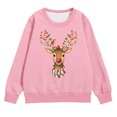 thumbnail image 2 of Crewneck Sweatshirt Kids Holiday Tree Print Pocket Crew Neck Long Sleeve Hoodless Top Pink 6-7 Years, 2 of 4