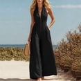 thumbnail image 5 of MLCDZ Women's Zip Up Wide Leg V Neck Sleeveless One Piece Jumpsuit Dressy Casual Lightweight Breathable Summer Outdoor Activities Rompers with Pockets, 5 of 7