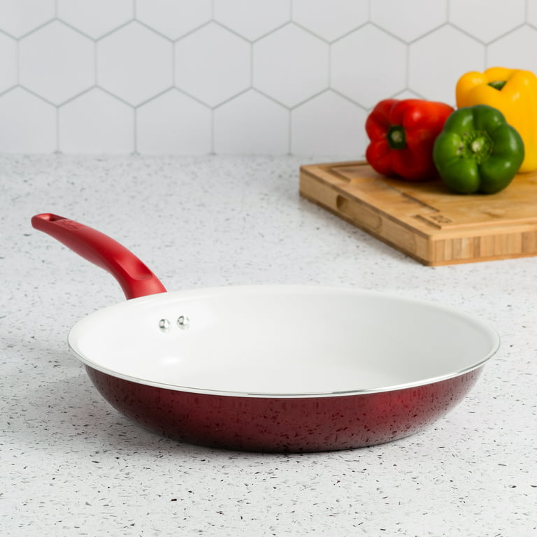 Tasty Ceramic Titanium-Reinforced Cookware Set, Red, 16 Piece 