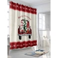 thumbnail image 3 of Red Christmas Shower Curtain Set, Waterproof Shower Curtains for Bathroom, Gnomes Truck Xmas Tree Snowflake Winter Washable Fabric Cloth Bath Curtain for Bathtub Decoration with Hooks 66x72 Inches, 3 of 6