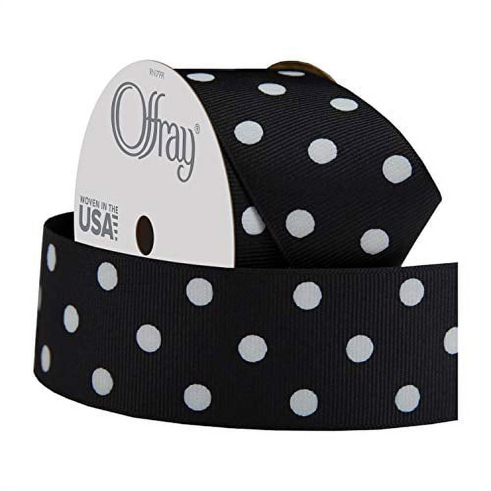 (3 pack) Offray Ribbon, Black with White Polka Dot 1 1/2 inch Grosgrain Polyester Ribbon for Sewing, Crafts, and Gifting, 9 feet, 1 Each