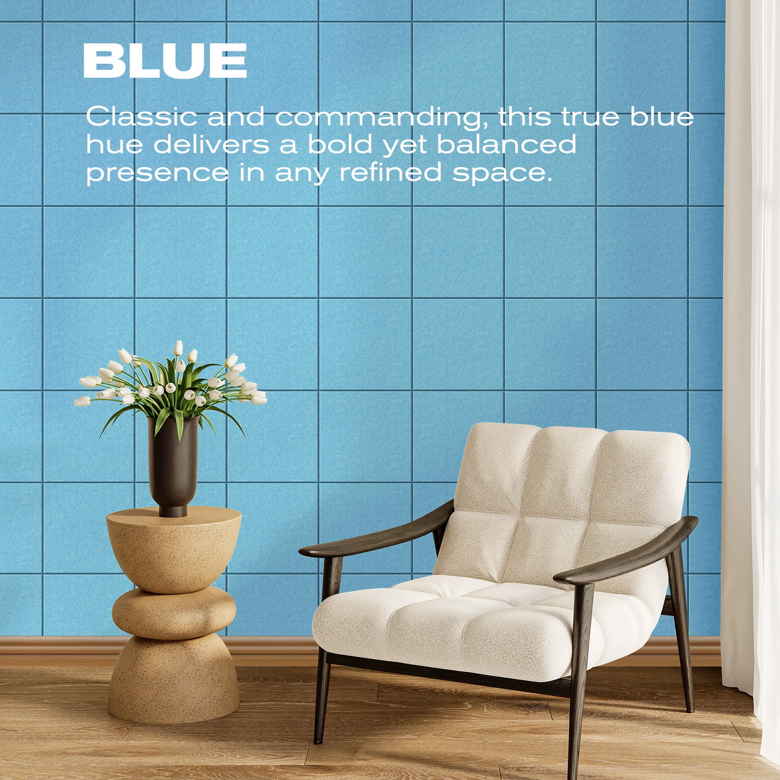 MaxGear Large Cork Board for Wall 48" x 36", 12 Pack Felt Wall Tiles with Pushpins, Blue Bulletin Board, Pin Board Tack Board for Office, Home, Decoration