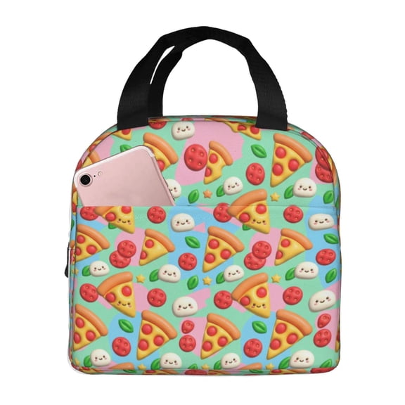 Pizza Lunch Bag Reusable Insulated Cooler Lunch Box Portable Leakproof Thermal Container Tote Bags For Travel Office Outdoors