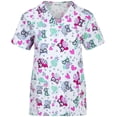 thumbnail image 1 of Minty Mint, Women's, Stretch Printed V-Neck Medical Scrub Top, Light Blue, M, 1 of 2