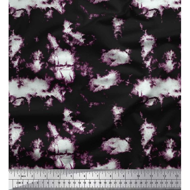 Soimoi Purple Velvet Fabric Abstract Tie-Dye Print Sewing Fabric BTY 60 Inch Wide