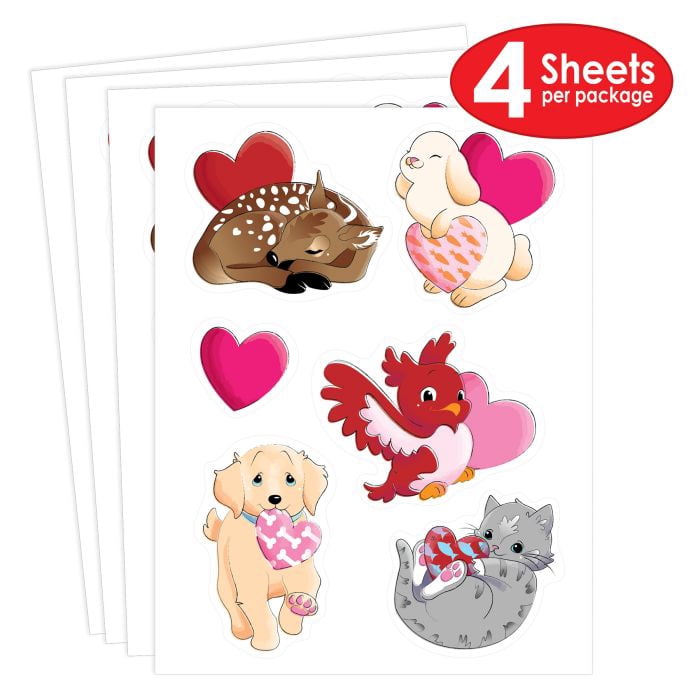 Beistle 70023 4.75 x 7.5 in. Valentines Day Stickers - Pack of 12