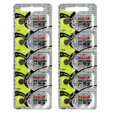 2x 5PK  Maxell Silver Oxide Watch Battery SR716SW Low Drain Replace 315 SR67