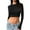 Black, variant on Riforla Women's Sexy Long Sleeve Crop Top 2024 Crew Neck Basic Fitted Tight Cropped T Shirts V Neck Tee Graphic Was Out Long Sleeve White XL