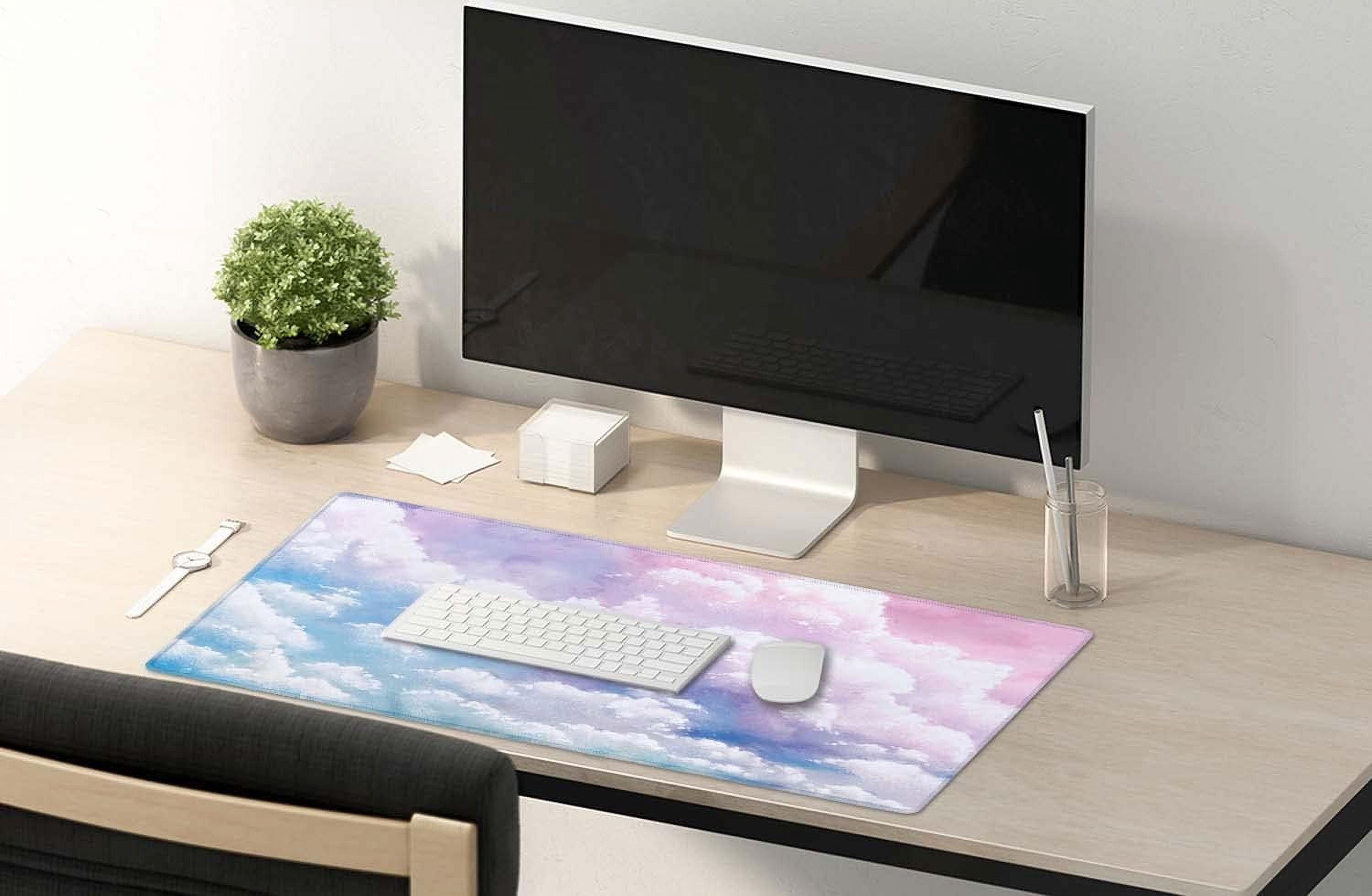 Cute Watercolor Pastel Sky Desk Mat, Cute Cloud Desk Mat, Cute Pink Sky Desk Pad, Sky Desk Mat, Desk Mat Cute, Extended Desk Mat, XXL Gaming Mouse Pad, Extended Mouse Pad, 35.5x15.7inch