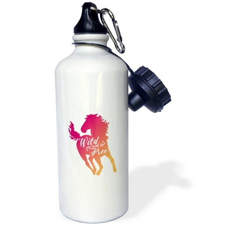 

3dRose Wild and Free- Running Horse Design in Magenta and Peach - Straw Water Bottle 21-ounce