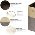 thumbnail image 5 of Sea Team 3-Pack Cubic Storage Basket Set, Storage Cube Organizer, Clothes Toys Bin, 11 x 11 x 11 Inches, Big Square Canvas Fabric Collapsible Shelf Box with Handles, Grey & Beige, 5 of 6