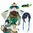 thumbnail image 3 of Disfraz de Cosplay de Venti, juego Genshin Impact, Cosplay de Twenty Venti, pantalones cortos, peluca, capa, uniforme, disfraces de Carnaval de Halloween para mujeres, 3 of 5