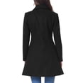 thumbnail image 3 of INSPIRE CHIC Women's Elegant Single Breasted Pea Coat Long Sleeve Winter Warm Coats Lapel A-Line Overcoat Work Office Outerwear XS Black, 3 of 6
